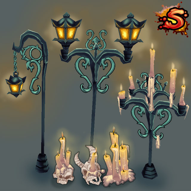low poly candles & lamps cover art unity 3d sauce
