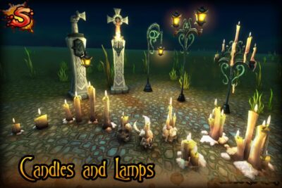 spooky cemetery bundle candles and lamps beauty shot unity 3d sauce