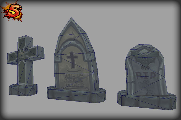 spooky cemetery bundle graves wireframe unity 3d sauce