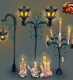 low poly candles & lamps cover art unity 3d sauce