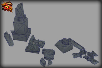 gravestones damaged wireframe unity 3d sauce